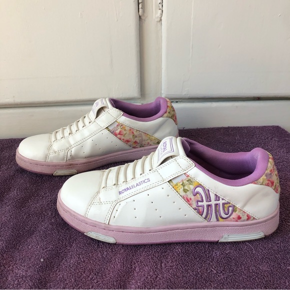 Royal Elastics no-laces white leather sneaker with floral detailing, size 8 - Picture 6 of 6